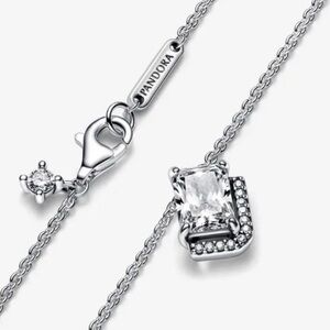 Pandora Silver Necklace with Sparkling Accents